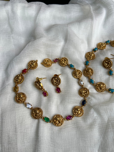 Nagas peacock stone necklace with studs