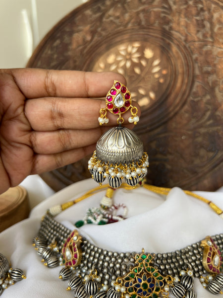 Reconstructed Kundan choker with Jhumkas
