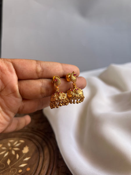 Mini kemp peacock Jhumkas