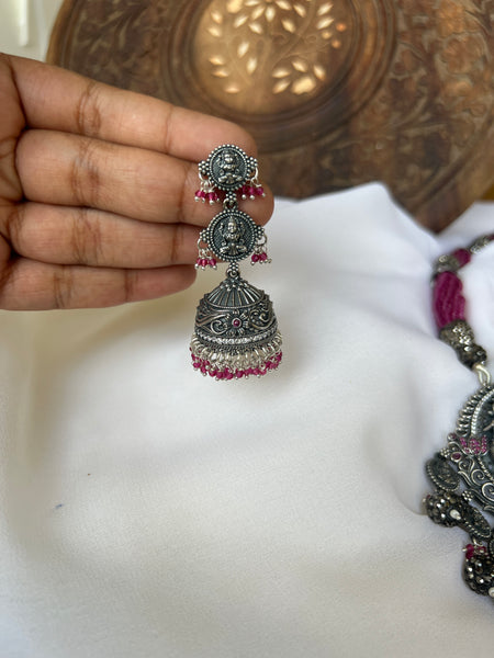 Antique Krishna Radhe haram with semi precious beads