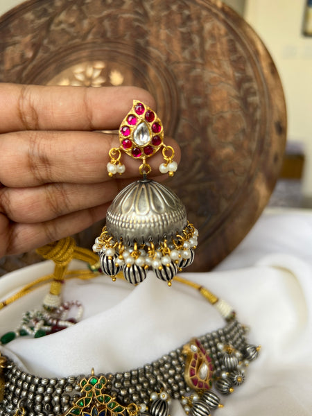 Reconstructed Kundan choker with Jhumkas