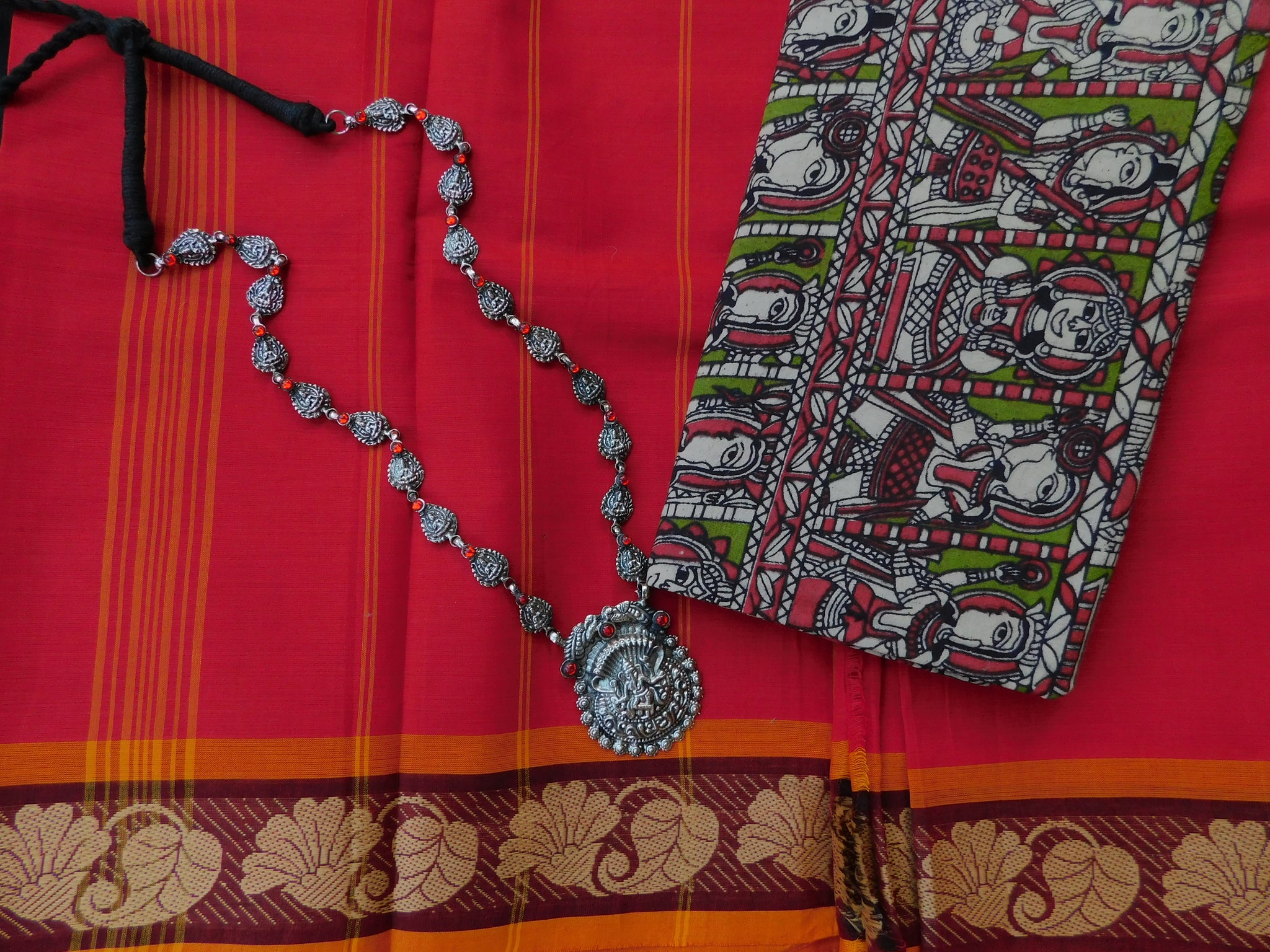 Chettinad cotton with Kalamkari blouse - 2