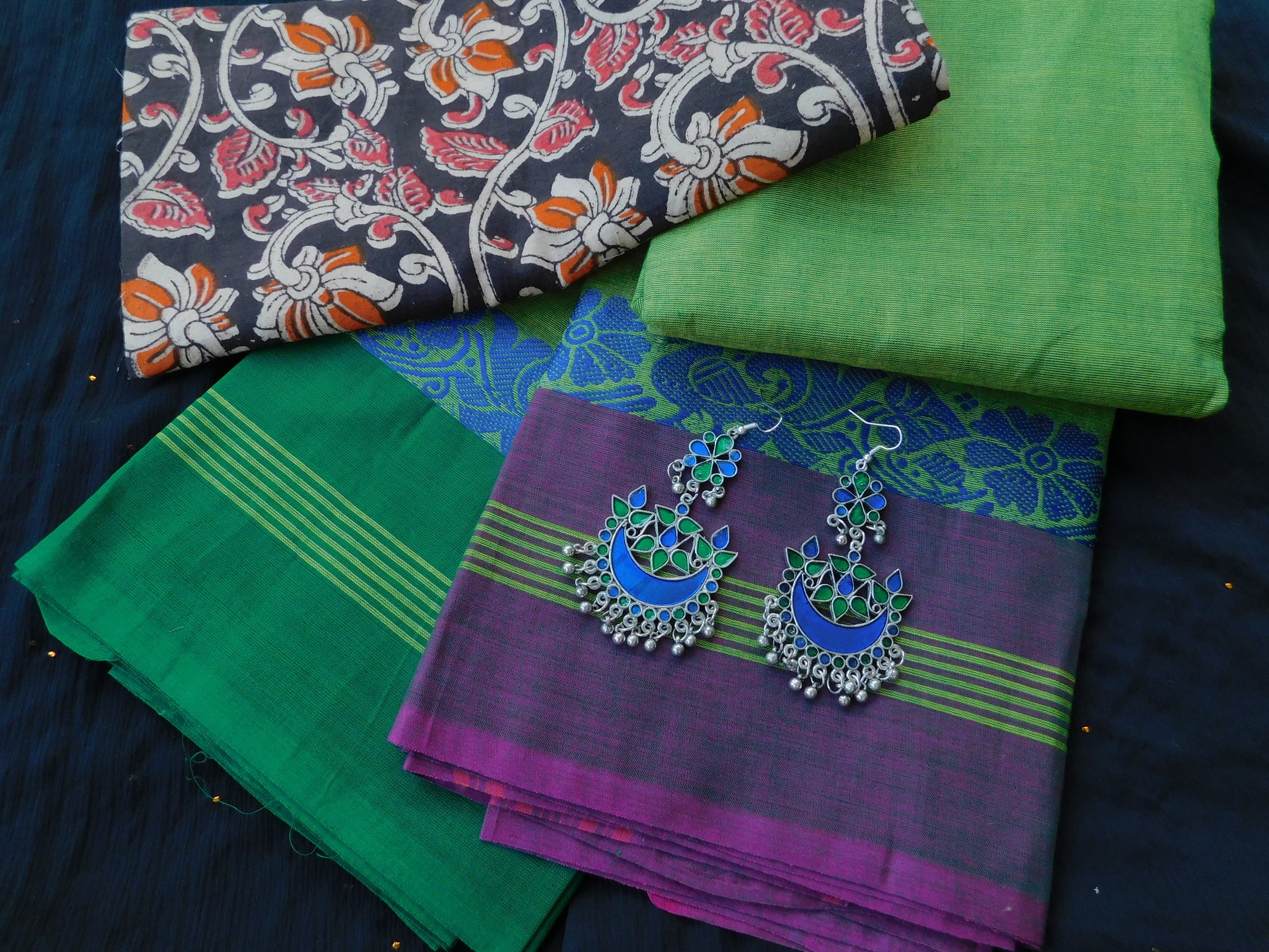 Chettinad Cotton with Kalamkari blouse -1