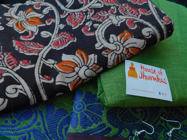 Chettinad Cotton with Kalamkari blouse -1