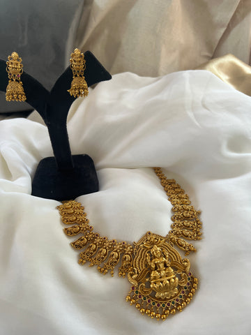Lakshmi temple necklace with jhumkas