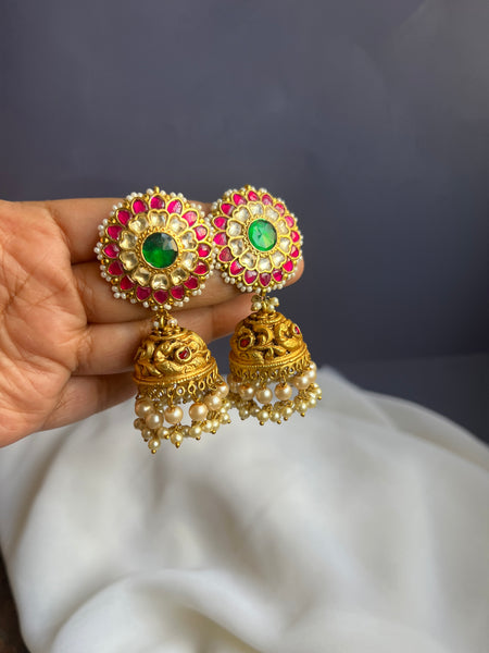 Kundan chakra Jhumkas