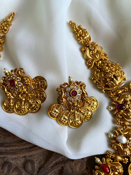 Navaratna Lakshmi coin necklace with earrings