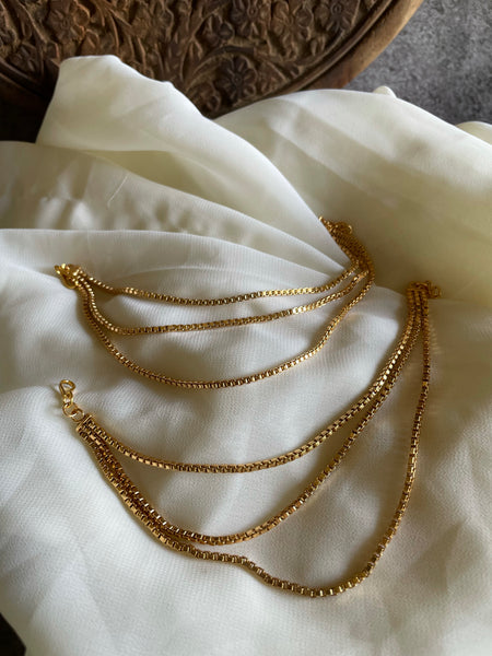 3 layer golden earring chain