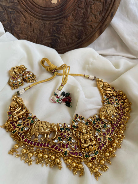 Kemp Gajalakshmi Necklace with Jhumkas