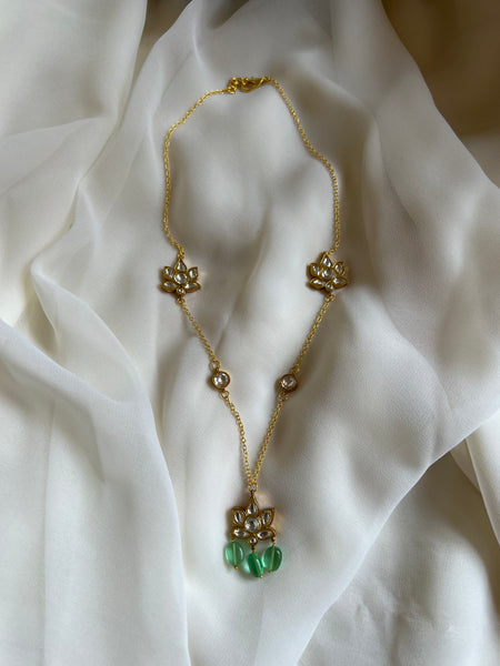 Kundan lotus delicate necklace