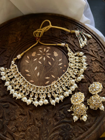 Kundan look alike necklace with Jhumkas