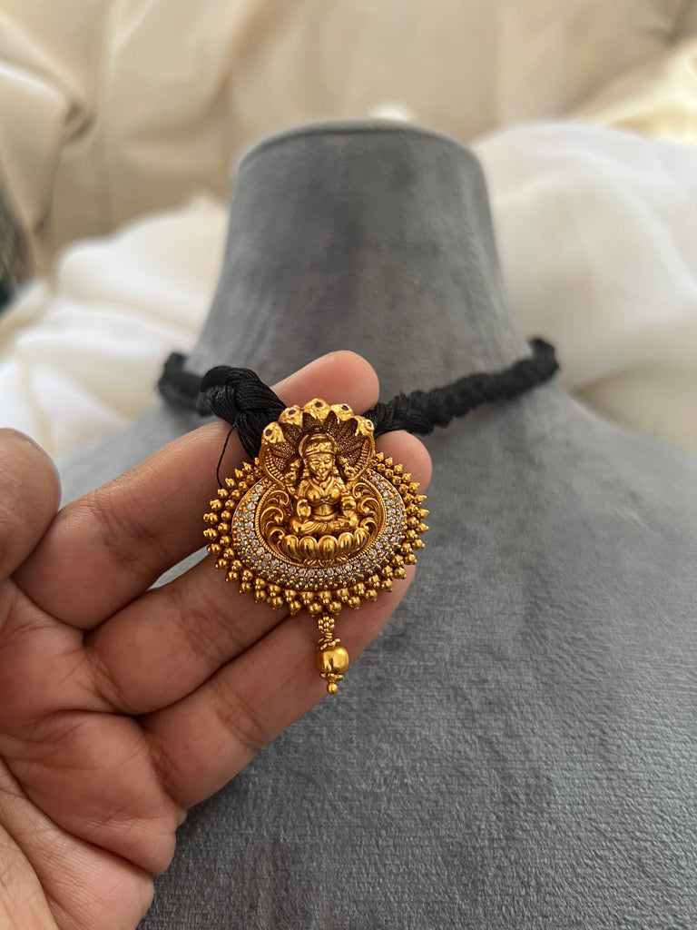 Black Braided Thread One Gram Gold Short Haram with Kemp Stones – Sakkhi  Style