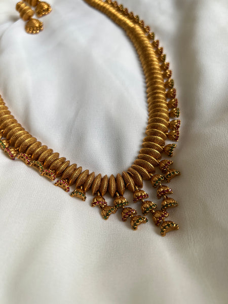 Matte Jhumka necklace set