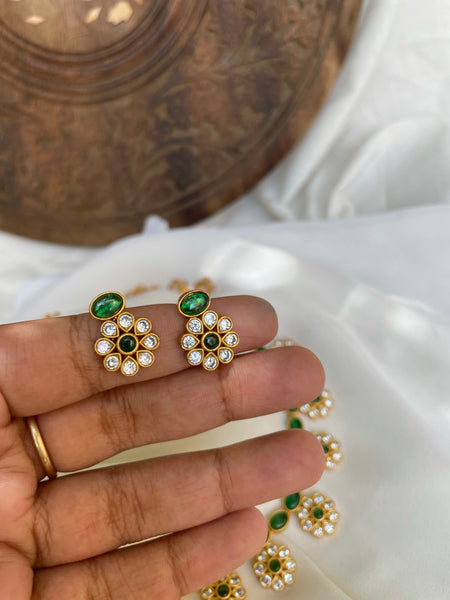 Elegant flower necklace with studs- Design C