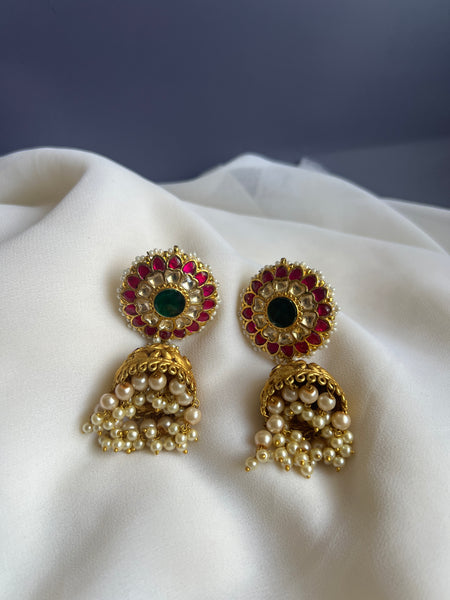 Kundan chakra Jhumkas