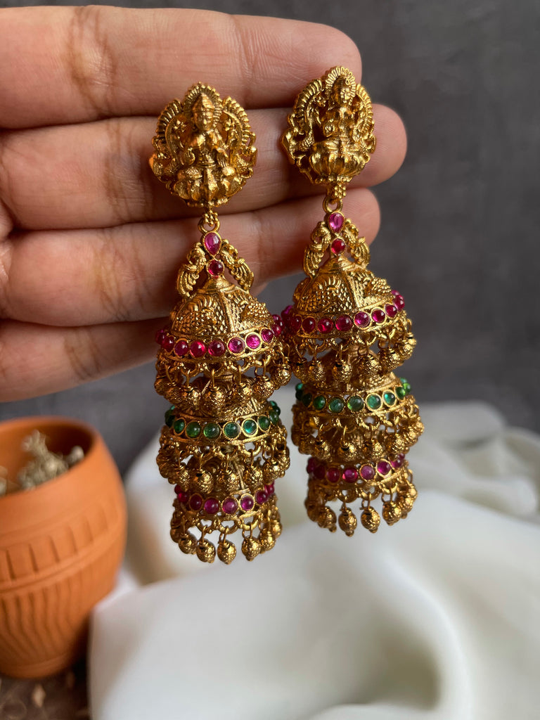 Radiant 22K Gold Traditional Double Layer Jhumka – atjewels.in
