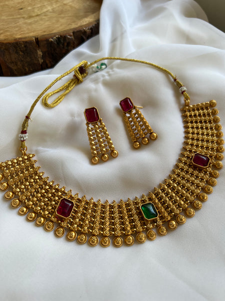 Premium bridal matte designer necklace with studs