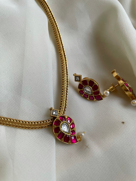 Kundan manga pendant maala with studs