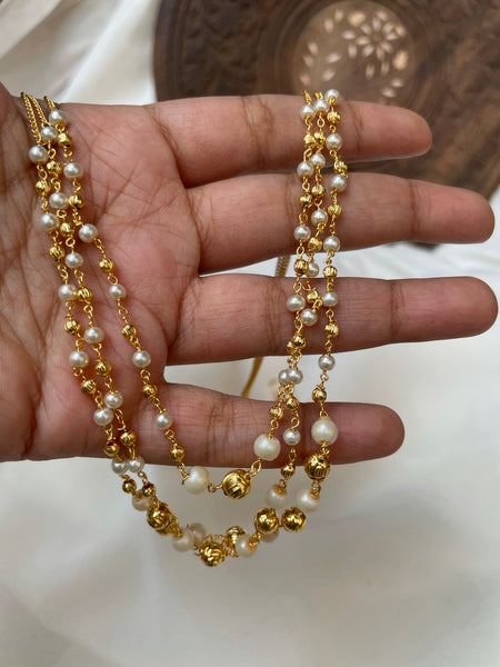 3 step layer Pearl bead maala in 4 Colors