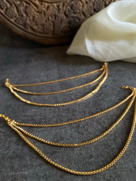 3 layer golden earring chain