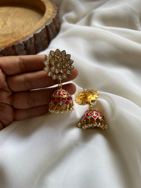 Kundan flower Jhumkas