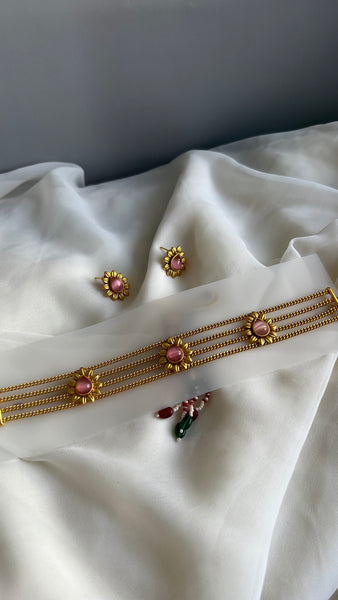 Pastel stone designer choker with studs