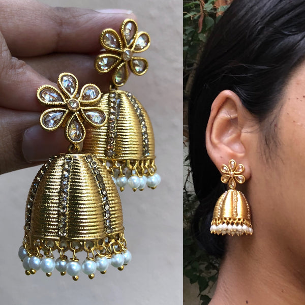 Polki flower Jhumkas