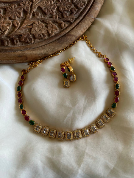 Kemp necklace with ad stone details(4 Colors)