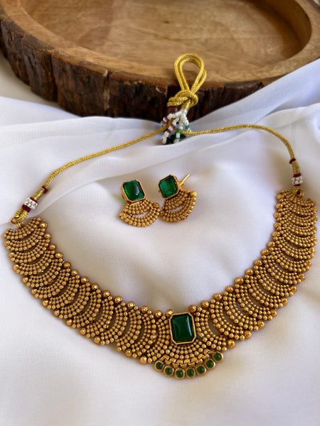 Designer stone matte necklace with studs