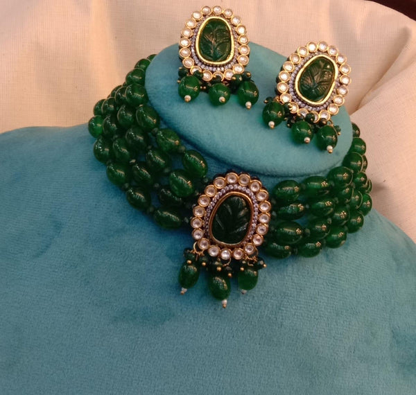 Carved stone regal choker set