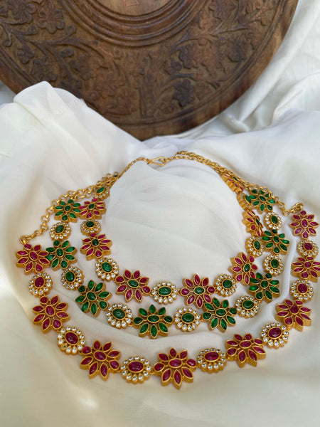 Elegant flower necklace with studs -Design D