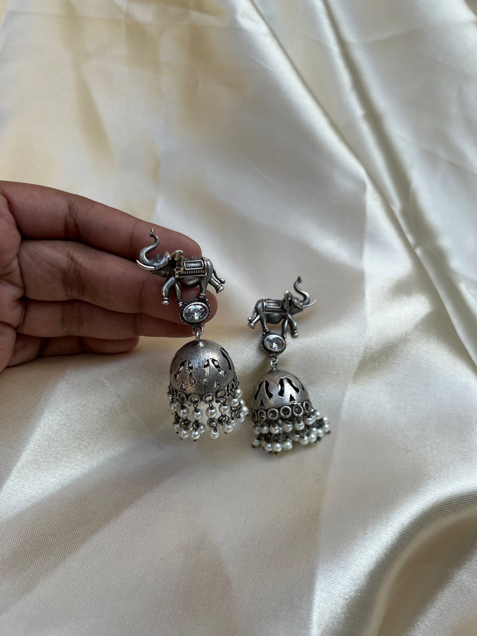 Elephant cutwork Jhumkas