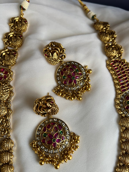 Bridal Lakshmi kemp necklace with Chaandbalis