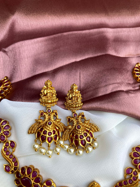 Ruby flower Lakshmi necklace set