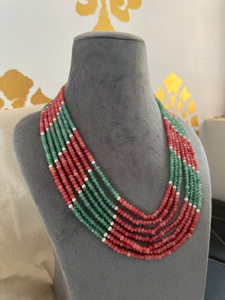 7 line bead Multi color maala