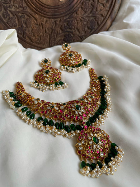 Premium Kundan jadau bridal necklace with Chaandbalis