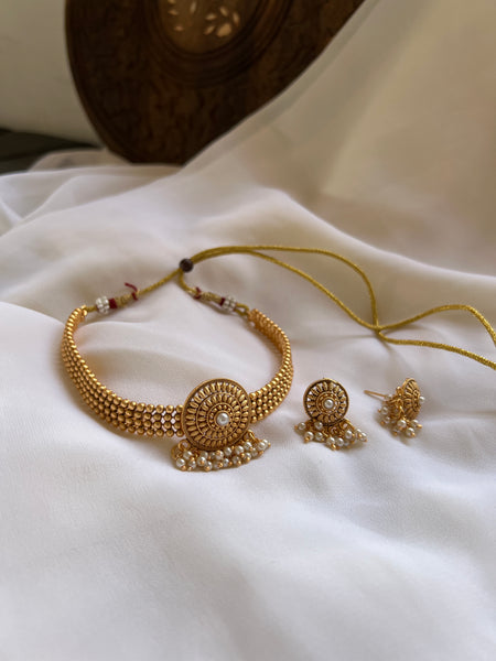 Antique chakra  choker with studs
