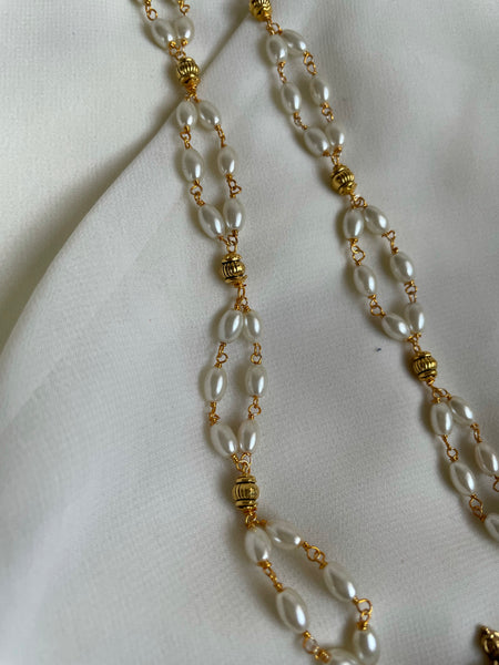 Kundan bird Lakshmi pendant in maala with studs