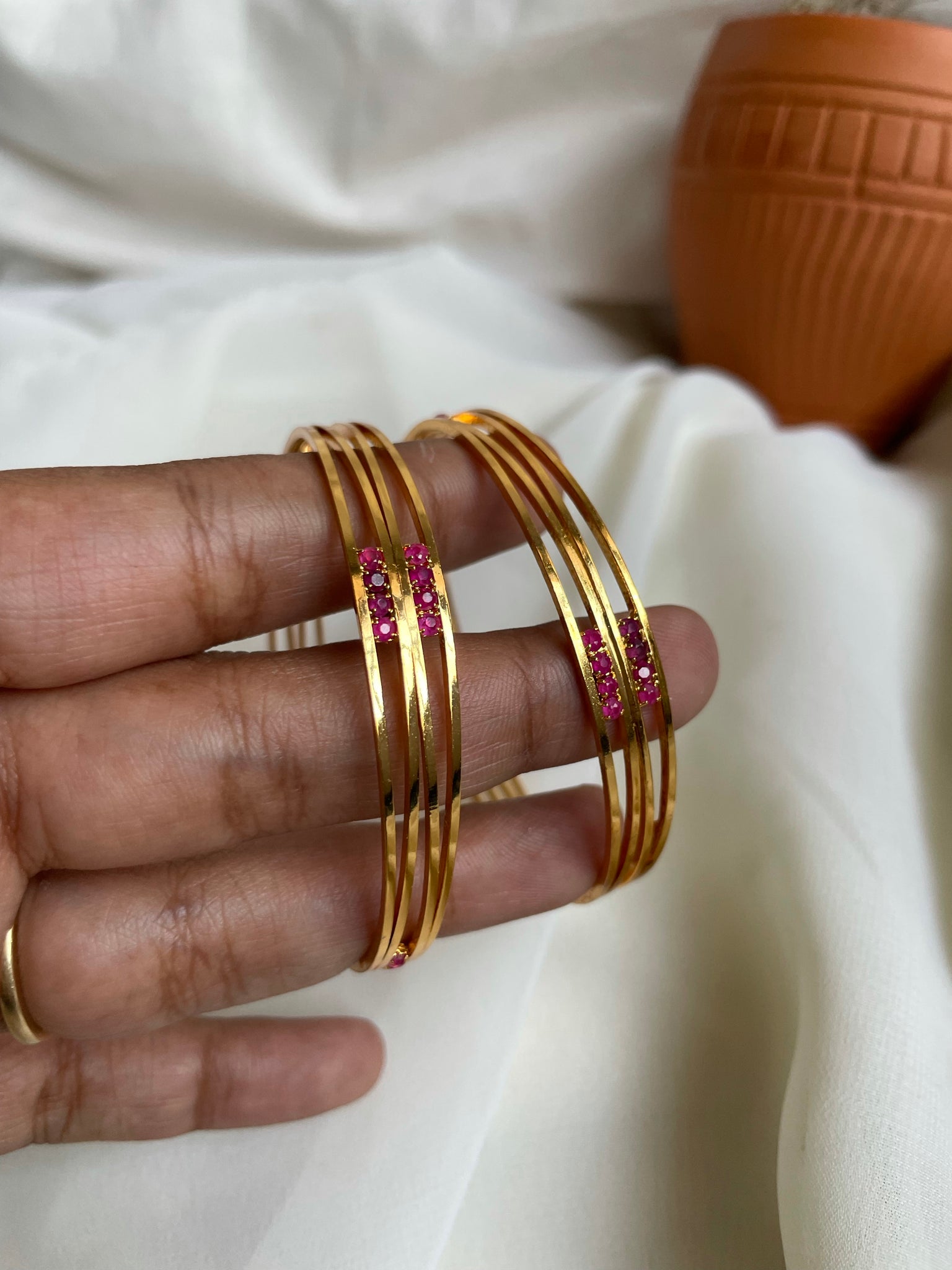 Elegant ruby bangles set of 2