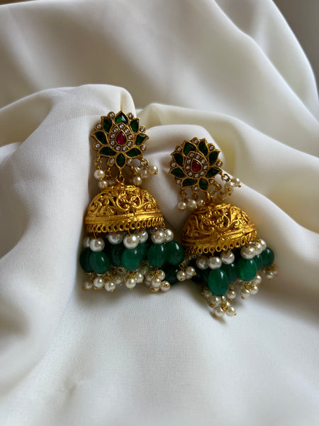 Jumbo emerald Nagas Jhumkas