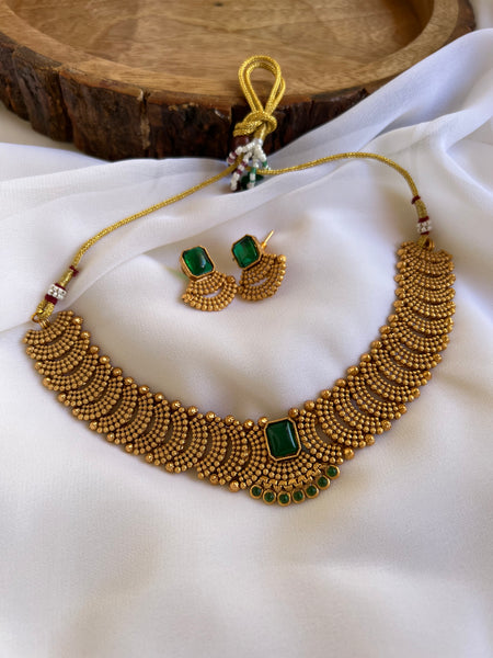 Designer stone matte necklace with studs