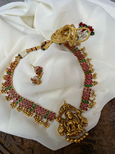 Simple Lakshmi kemp necklace with tiny studs