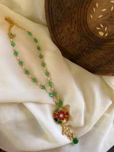 Navaratna flower Madhubani pendant with maala