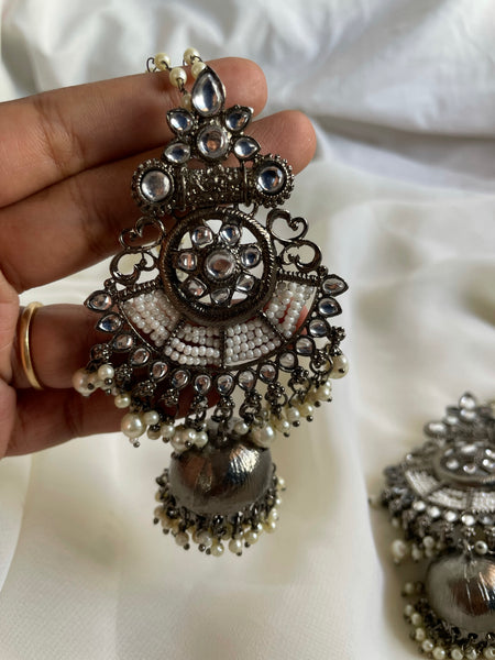 Gunmetal jumbo Jhumkas