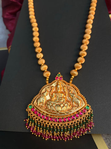 Antique polish Lakshmi maala with bead work