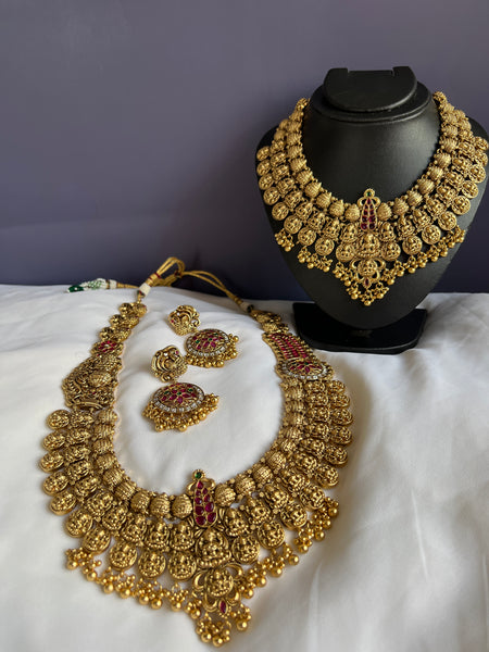 Bridal Lakshmi kemp necklace with Chaandbalis
