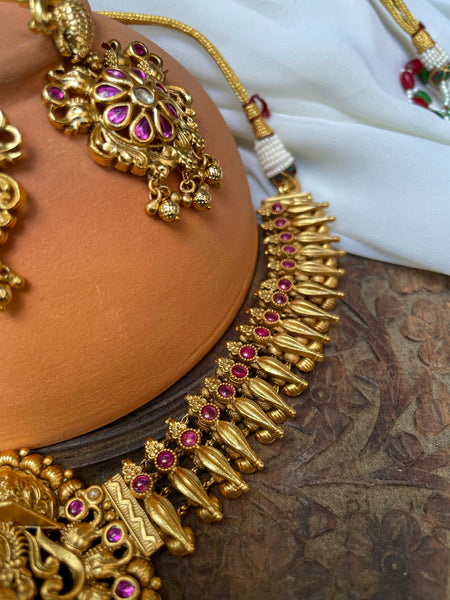 Lakshmi mullamottu antique temple necklace set
