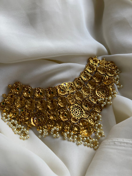 Lakshmi kemp flower necklace with Jhumkas