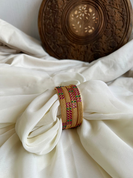 Set of 4 kemp cutwork Bangles