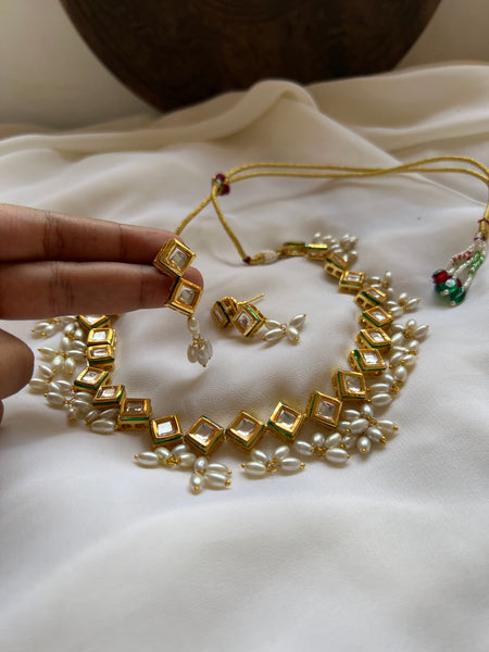 Kundan meenakari necklace with studs